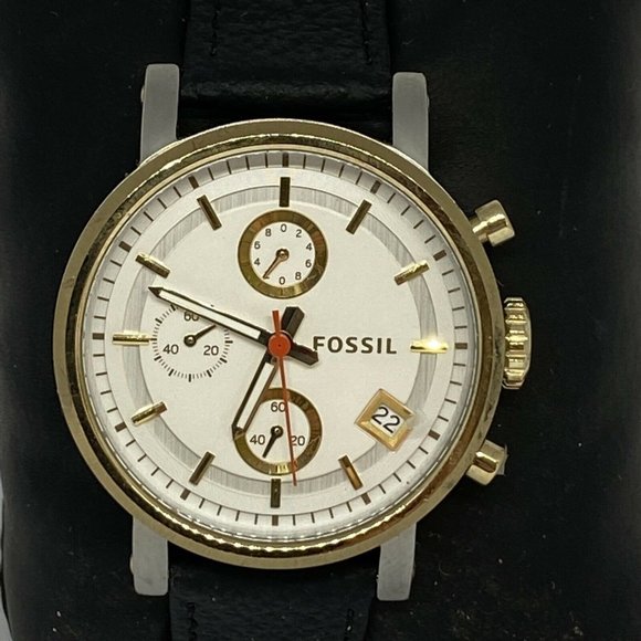 Fossil Boyfriend ES3615 Women Black Leather White - Picture 2 of 12